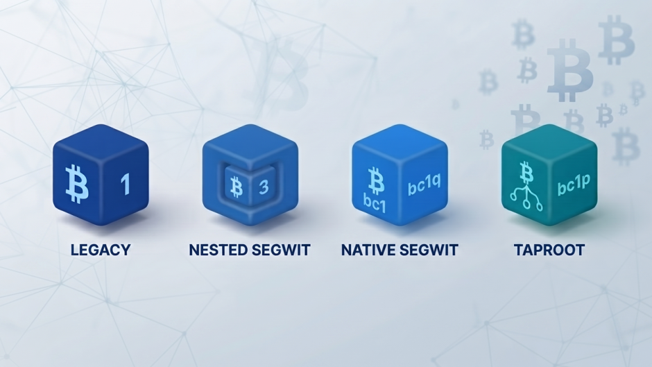 Гід по типах Bitcoin-адрес: Legacy, Nested SegWit, Native SegWit та Taproot