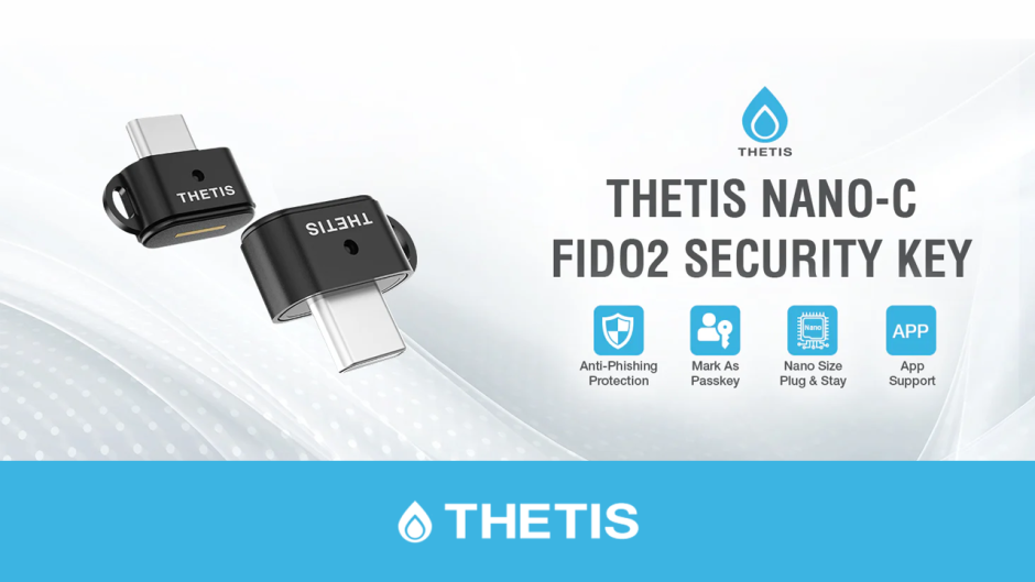 Огляд Thetis Nano-C FIDO2 Security Key: компактний USB-C ключ безпеки для Passkey та двофакторної аутентифікації